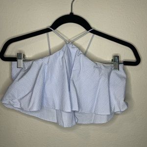 Light blue pinstriped crop top